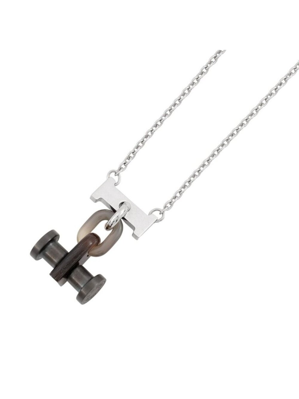 Hermes Necklace Mobile H Buffalo Horn Black